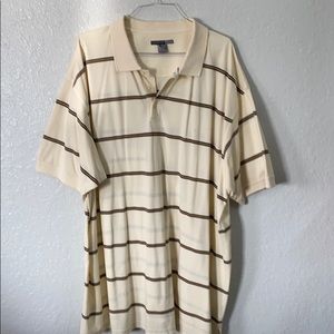 Comfort Zone 5XL polo style shirt tan and gold.